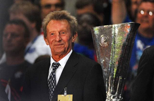 Denis Law (SCO) at the Presentation of the UEFA Cup trophy - Glasgow Rangers vs Zenit St Petersburg in UEFA Cup Final in Manchester 14 5 2008 