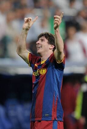 FUSSBALL CHAMPIONS LEAGUE SAISON 2010 2011 Halbfinale 27.04.2011, Real Madrid CF - FC Barcelona; JUBEL Barca; zweifacher Torschütze Lionel Messi 