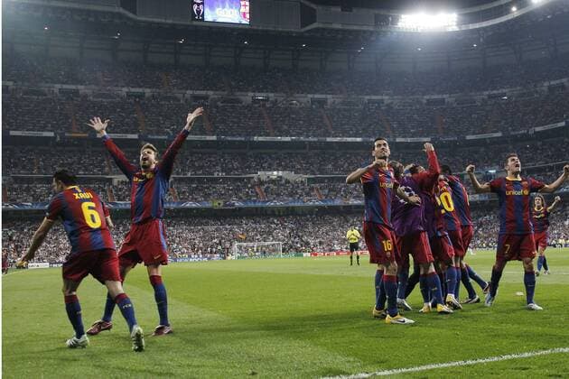 FC Barcelona celebrates during Champions League semifinal first match on April 27 2011 -  (069) o0 Jubel, Freude Barca totale