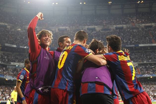 FC Barcelona celebrates during Champions League semifinal first match on April 27 2011 -  (076) o0 Jubel, Freude Barca