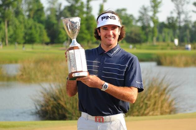 May 1, 2011 - Avondale, Louisiana, U.S - Bubba Watson (USA) holds the winners trophy following the final round of the Zurich Classic being held at the TPC of Louisiana in Avondale, Louisiana. Bubba Watson would win the tournament in a playoff with Webb Simpson. PGA Golf Herren 2011 - May 1 - Zurich Classic of New Orleans - ZUMAq58 o0 Pokal Trophäe Objekte, Objekte