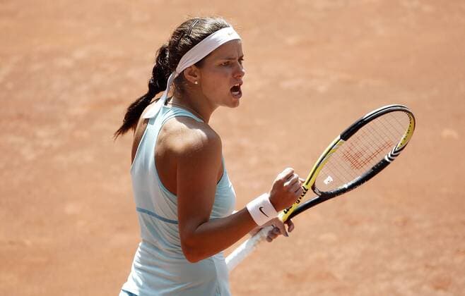 Julia Goerges celebrates during Madrid Open Tennis tournament Match. May 05, 2011.  (201105050545)