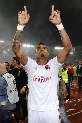 Rom 07 05 2011 - Serie A, AC Milan feiert den Gewinn der italienischen Meisterschaft 2010 2011: Kevin-Prince Boateng  o0 Scudetto Freude