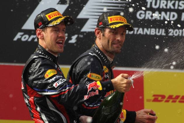 Motorsports: FIA Formula One World Championship 2011, Grand Prix of Turkey, 01 Sebastian Vettel (GER, Red Bull Racing), 02 Mark Webber (AUS, Red Bull Racing), xHOCHxZWEIx