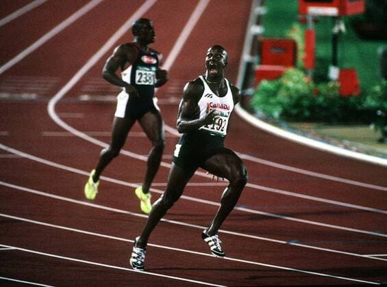 Donovan Bailey (Canada) wins the 100m Mens Final. Atlanta Olympics 1996.  o0 Leichtathletik