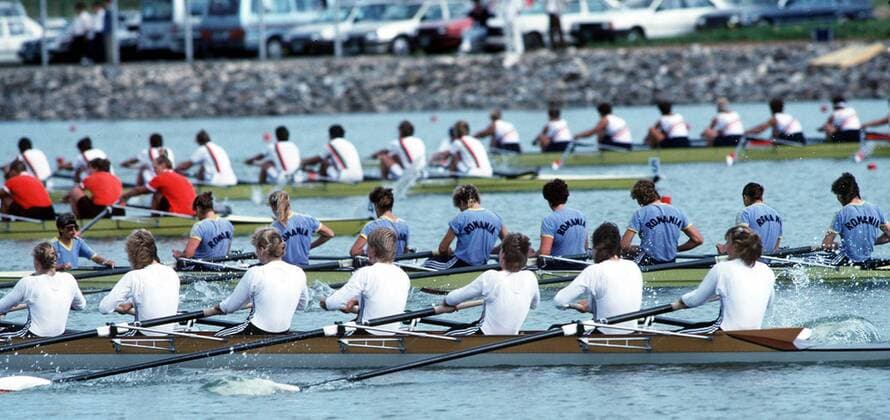 Womens Rowing 8 s. Seoul Olympics 1988. 1 09 1988.  o0 Achter Symbol Teilnehmer Ruderer Starter