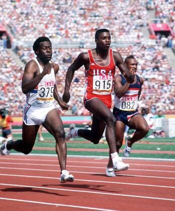 Carl Lewis - USA. 100m Round 1, Heat 1, 1984 Los Angeles Olympics 03 08 1984.  o0 Leichtathletik
