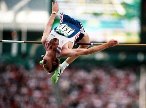 STEVE SMITH (GREAT BRITAIN) IN THE HIGH JUMP FINAL. OLYMPIC STADIUM, 28 7 1996. ATLANTA OLYMPICS 1996.  o0 Leichtathletik Hochsprung