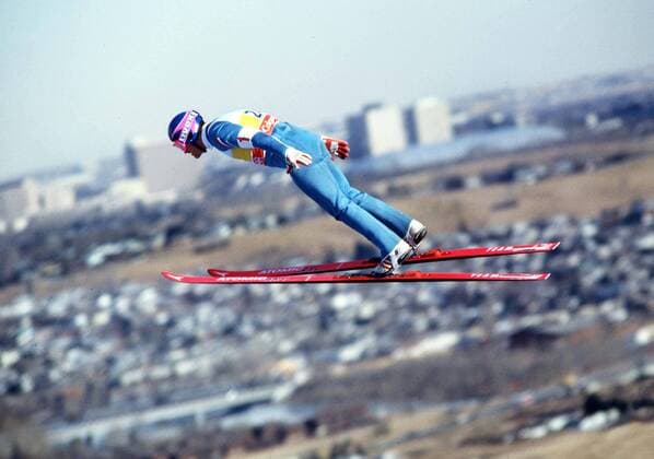 Eddie (The Eagle) Edwards (GBR). Ski Jumper at the Winter Olympics 1988. Calgary.  o0 Ski Skisport Nordisch Skispringen