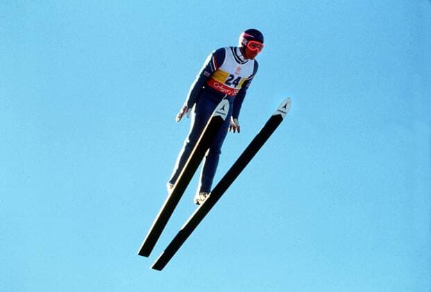 Eddie (The Eagle) Edwards (GBR). Ski Jumping. Winter Olympics 1988. Calgary.  o0 Ski Skisport Nordisch Skispringen