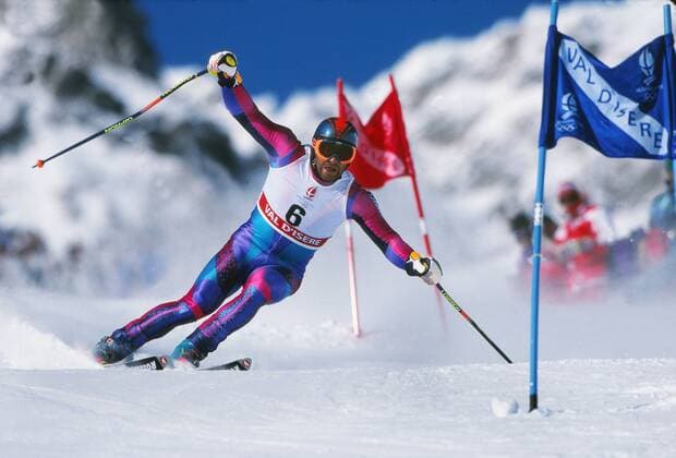Alberto Tomba (Italy) Mens GIANTSLALOM Gold Medal. Winter Olympics 1992 at Albertville  o0 Ski Skisport Alpin Riesenslalom