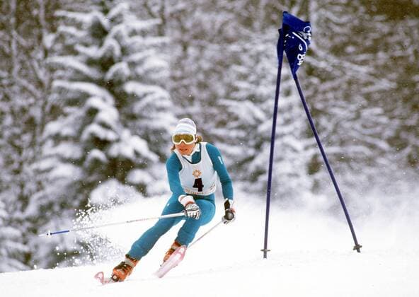 Maria Epple (FRG) Womens GIANTSLALOM. 1984 Sarajevo Olympics.  o0 Ski Skisport Alpin Riesenslalom