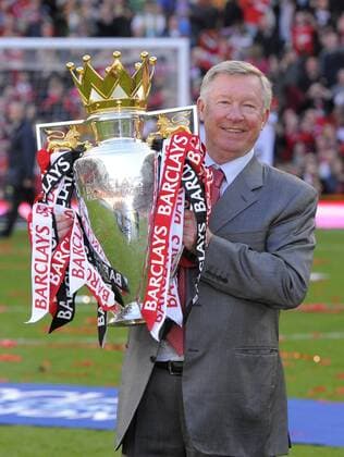Sir Alex Ferguson coach of Manchester United with the Premier League Trophy - Premier League - Manchester United - 22nd May, 2010 2011 EDITORIAL USE ONLY. No use with unauthorised audio, video, data, fixture lists, club league logos or live services. Online in-match use limited to 120 images, no video emulation. No use in betting, games or single club league player publications. o0 Objekte Pokal Trophäe
