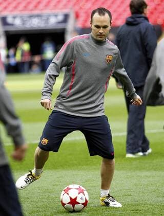 FUSSBALL - CL, Barcelona vs Manchester LONDON,ENGLAND,27.MAI.11 - FUSSBALL - UEFA Champions League, Finale, FC Barcelona vs Manchester United, Vorberichte, Abschlusstraining Barcelona. Bild zeigt Andres Iniesta (Barcelona). 