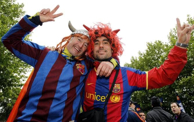 FUSSBALL - CL, LONDON,ENGLAND,28.MAI.11 - FUSSBALL - UEFA Champions League, Finale, FC Barcelona Fans. 