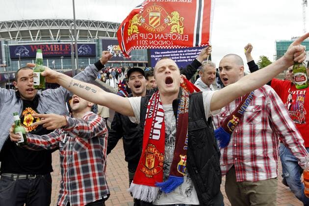 FUSSBALL - CL, LONDON,ENGLAND,28.MAI.11 - FUSSBALL - UEFA Champions League, Finale, Manchester United Fans. 