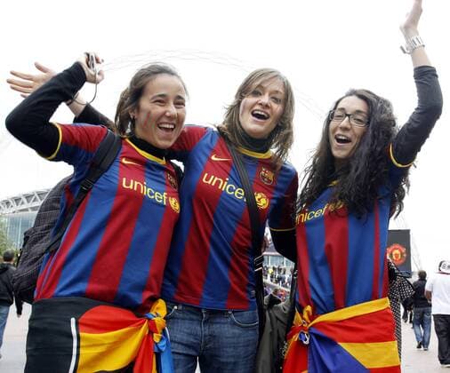 FUSSBALL - CL, LONDON,ENGLAND,28.MAI.11 - FUSSBALL - UEFA Champions League, Finale, FC Barcelona Fans. 