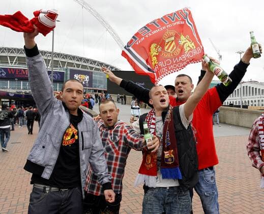 FUSSBALL - CL, LONDON,ENGLAND,28.MAI.11 - FUSSBALL - UEFA Champions League, Finale, Manchester United Fans. 