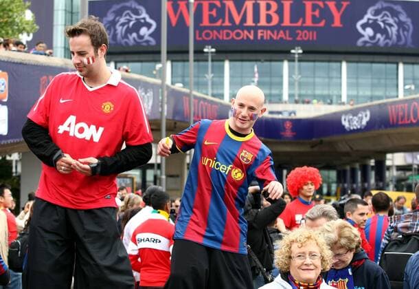 FUSSBALL - CL, Barcelona vs Manchester LONDON,ENGLAND,28.MAI.11 - FUSSBALL - UEFA Champions League, Finale, FC Barcelona vs Manchester United. Bild zeigt Fans. 
