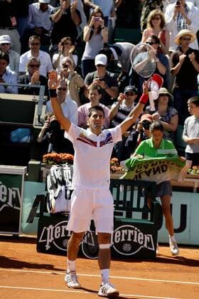 28.05.2011. Paris, France. Novak Djokovic continued his amazing, unbeaten run by 6-3 3-6 6-3 6-2 at Roland Garros Paris on Day 7 at the French Open. xMichaelxCullenx  ActionPlus11175491 Content restricted for UK based newspaper