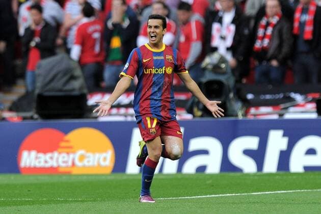 FUSSBALL CHAMPIONSLEAGUE FINALE SAISON 2010 2011 28.05.2011 FC Barcelona - Manchester United FC JUBEL nach dem TOR zum 1:0 Pedro Rodriguez (Barca) 