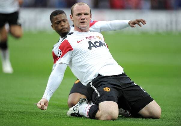 FUSSBALL CHAMPIONSLEAGUE FINALE SAISON 2010 2011 28.05.2011 FC Barcelona - Manchester United FC JUBEL Wayne Rooney mit Patrice Evra (Manchester United FC) 