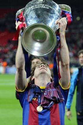Finale Champions League FC Barcelona vs Manchester Utd winner Barcelona --- Lionel Messi  o0 Pokal Trophäe Objekte