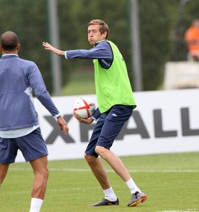 Englands Peter Crouch in action during Training - England 31st May, 2011 EDITORIAL USE ONLY. No use with unauthorised audio, video, data, fixture lists, club league logos or live services. Online in-match use limited to 120 images, no video emulation. No use in betting, games or single club league player publications.