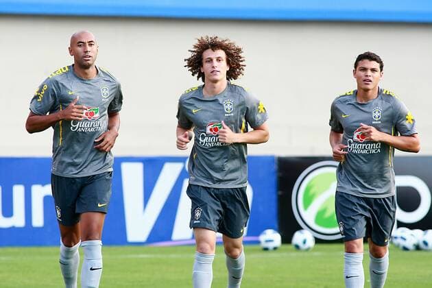 Luisao, David Luiz e Thiago Silva - Training Brasilien - Goiana - 01 06 2011. x(362)xRandesxNunesx xFotoarenax  (4880) Treino do Brasil