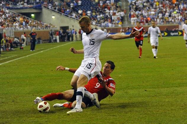 June 7, 2011 - Detroit, MI Canada forward Rob Friend (9) plays the ball around United States defender Tim Ream (15) in the second half of the CONCACAF Gold Cup First Round game on Tuesday evening at Ford Field, Detroit, Michigan. USA v Canada SOCCER: JUN 07 CONCACAF Gold Cup - First Round - USA v Canada Icon2581106070043 EDITORIAL USE ONLY