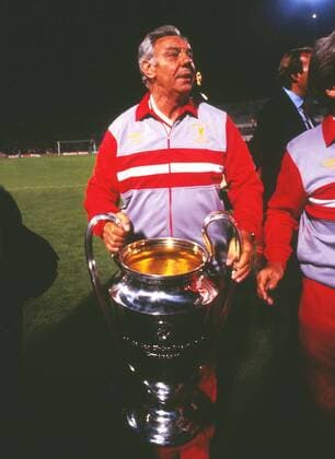 Manager Joe Fagan with the trophy Liverpool FC v Roma, European Cup Final 1984, 30 05 1984.  o0 Europapokal der Landesmeister Sieg Europapokalsieg