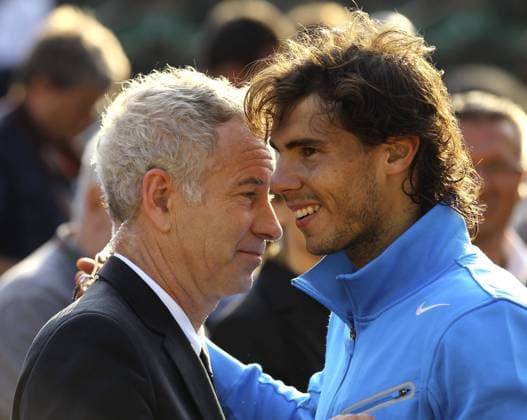 Closing ceremony,Winner Rafael NADAL having Interview for NBC TV with John Mc ENROE - Mens Final Roland Garros Tennis French Open Paris So. 05.06.2011 o0 Sieg Siegerehrung o0 McEnroe