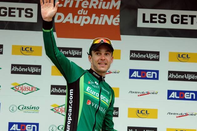 Christophe KERN ( FRA Team Europcar ) gewinnt die 5.Etappe - Event: Criterium du Dauphine 2011 - 5.Etappe - Parc des Oiseaux nach Les Gets 210.0 km - Location: Les Gets - Haute Savoie - Frankreich - Europa - Datum: 10.06.2011 - Contact
