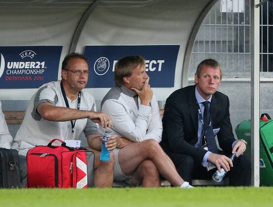 Englands Stuart Pearce watches on UEFA U21 2011 Championship Group B Spain U21 v England U21 12th June, 2011 EDITORIAL USE ONLY. No use with unauthorised audio, video, data, fixture lists, club league logos or live services. Online in-match use limited to 120 images, no video emulation. No use in betting, games or single club league player publications.