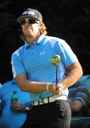 Hunter Mahan hits from the 5th tee box during a practice round prior to the U.S. Open at Congressional Country Club in Bethesda, Maryland on June 14, 2011.  WAP20110614310