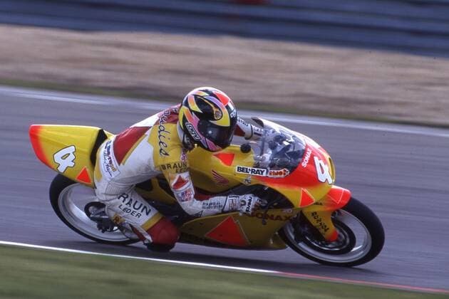 Dirk RAUDIES, Deutschland, Motorradfahrer, 125ccm-Klasse, Aktion auf Honda, beim Grossen Preis von Deutschland, Nürburgring, 1995.