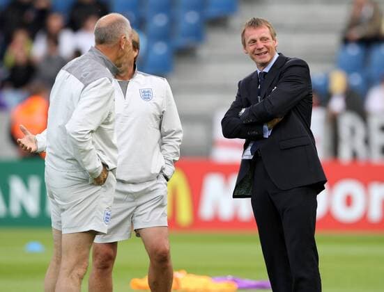 Englands U 21 coach Stuart Pearce is all smiles before kick-off UEFA U21 2011 Championship Group B Ukraine U21 v England U21 15th June, 2011 EDITORIAL USE ONLY. No use with unauthorised audio, video, data, fixture lists, club league logos or live services. Online in-match use limited to 120 images, no video emulation. No use in betting, games or single club league player publications. o0 Nationaltrainer, Trainer,