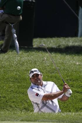 June 15, 2011 - Bethesda, Maryland, U.S. - ANGEL CABRERA practices out of a sand trap at Congressional Country Club in preparation for the U.S. Open Golf 2011 - U.S. Open Wednesday Practice - ZUMAb21