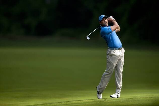June 17, 2011 - Bethesda, Maryland, U.S. - SERGIO GARCIA hits his approach shot to the 11th hole at Congressional Country Club during the second round of the U.S. Open in Bethesda, MD. at Congressional Country Club during the second round of the U.S. Open in Bethesda, MD. Golf 2011- US Open Second Round - ZUMAmv2