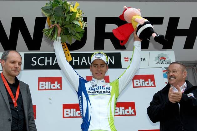 Peter SAGAN ( SVK Liquigas - Cannondale ) gewinnt seine zweite Etappe bei der 75. Tour de Suisse - Podium - Siegerehrung - Event: Tour de Suisse - Tour of Switzerland 2011 - 8. Etappe - Tübach nach Schaffhausen 167.3 km - Location: Schaffhausen - Schweiz - Europa - Datum: 18.06.2011 - Contact