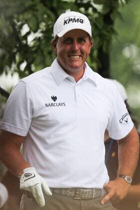 June 18, 2011 - Bethesda, Maryland, UNITED STATES - Phil Mickelson (USA) smiles before he tees off on the 10th hole during the third round of the 2011 U.S. Open at Congressional Country Club. GOLF 2011 - June 18 - US Open Third Round - ZUMAz64