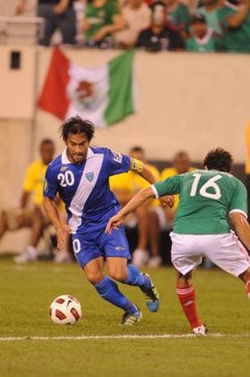 June 18, 2011 - East Rutherford, New Jersey, U.S - Guatemala s Carlos Ruiz (20) makes a move against Mexico s Efrain Juarez (16) during second half CONCACAF Gold Cup soccer quarterfinal action where Mexico defeated Guatemala 2-1 at the New Meadowlands Stadium in East Rutherford, N.J. CONCACAF Gold Cup Soccer - June 18 - Mexico vs Guatemala - ZUMAx50