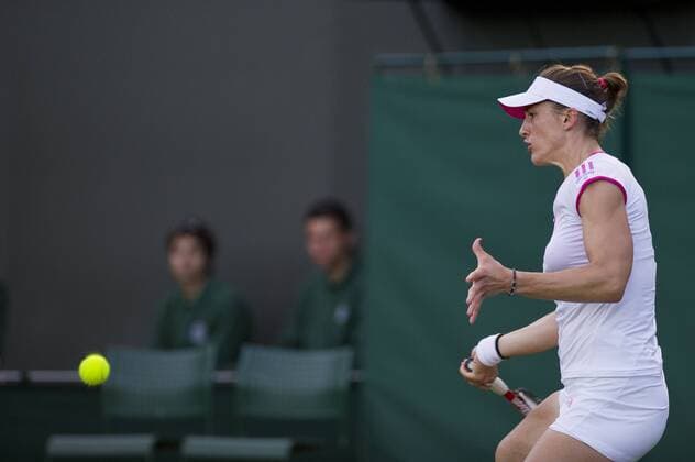 Tennis: Wimbledon Championship 2011, Andrea Petkovic from Germany in action during her second round match on Day Three of the Wimbledon Lawn Tennis Championships at the All England Lawn Tennis and Croquet Club, June 22, 2011, London, England. xHOCHxZWEIx xKirstenxHolstx