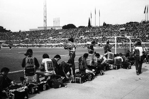 EM Finale 1980 in Rom - BR Deutschland (BRD) - Belgien 2:1 - Fotografen bei ihren Vorbereitungen