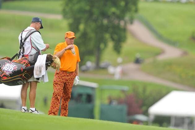 June 24, 2011 - Cromwell, Connecticut, U.S - John Daly takes a sip of his drink on the 2nd fairway during the first round of the Travelers Championship at the TPC River Highlands on Friday. PGA Golf Herren 2011 - Jun 24 - Travelers Championship First Round - ZUMAq39