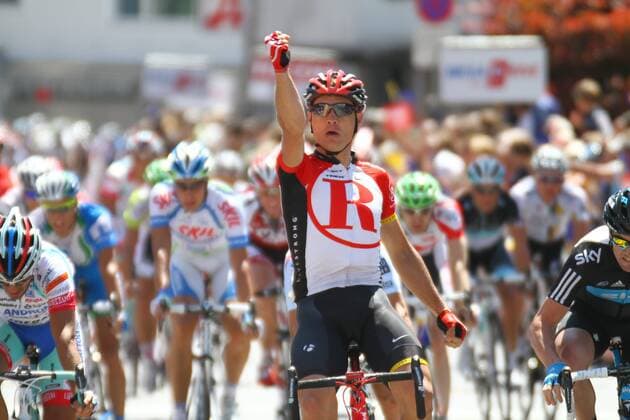 003.07.2011Dornbirn Austria , 63. Internationale Österreich - Rundfahrt 1.Etappe. Dornbirn -Götzis Bild zeigt den Sieger Robert Hunter RSA Team RadioShack Radrennen Radsport Quer Herren Jubel 