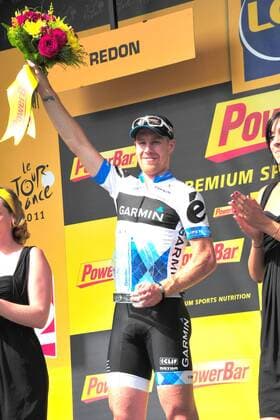 Tour de France 2011, 3.Etappe: Olonne sur Mer - Redon; Etappensieger Tyler Farrar (USA Garmin Cervelo), Redon  o0 Siegerehrung