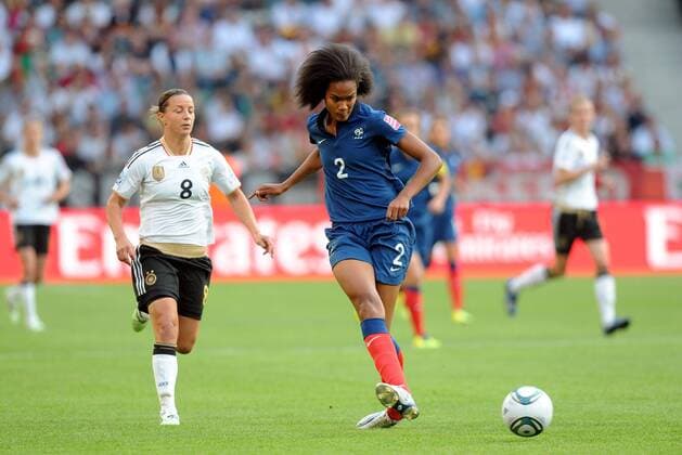 Football : France Germany - FIFA Women s World Cup 2011- Mönchengladbach - 05 07 2011 - Borussia Park - Wendie RENARD (FRA) - Inka GRINGS (GER) - Football : France Germany - World Cup - 05 07 2011 AnthonyBibard 