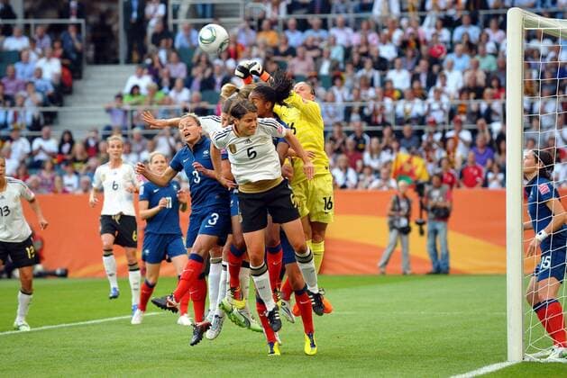 Football : France Germany - FIFA Women s World Cup 2011- Mönchengladbach - 05 07 2011 - Borussia Park - Laure BOULLEAU (FRA) - Berangere SAPOWICZ (FRA) - Annike KRAHN (GER) - Football : France Germany - World Cup - 05 07 2011 AnthonyBibard 