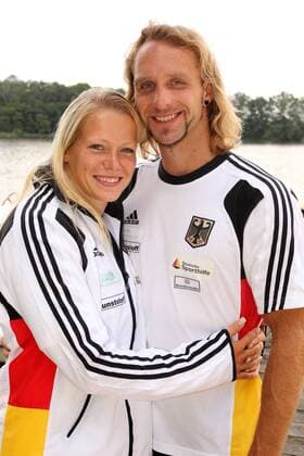 05.07.2011 Bundesleistungszentrum Kienbaum Tag der offenen Tür DKV Kanurennsport Nationalteam 2011 ein Paar: der Magdeburger Andreas IHLE und die Leipzigerin Tina DIETZE Portraits
